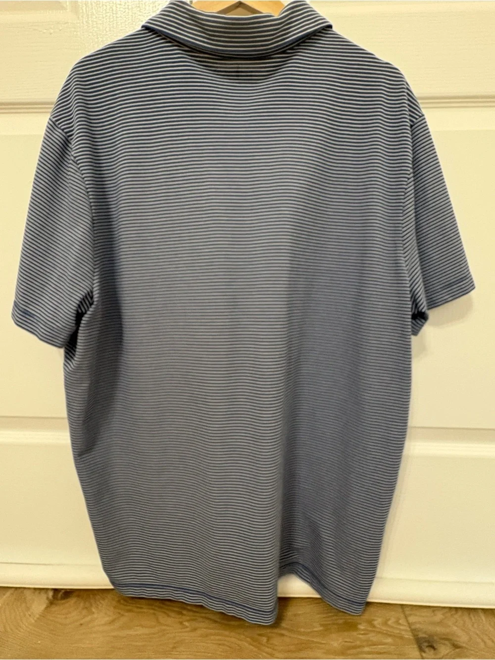 J. Crew Navy and White Thin-Striped Polo